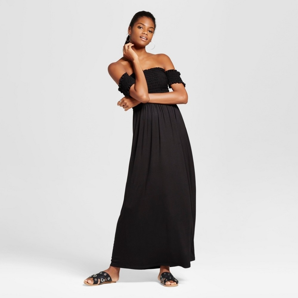 Vanity Room Smocked Off the Shoulder Maxi